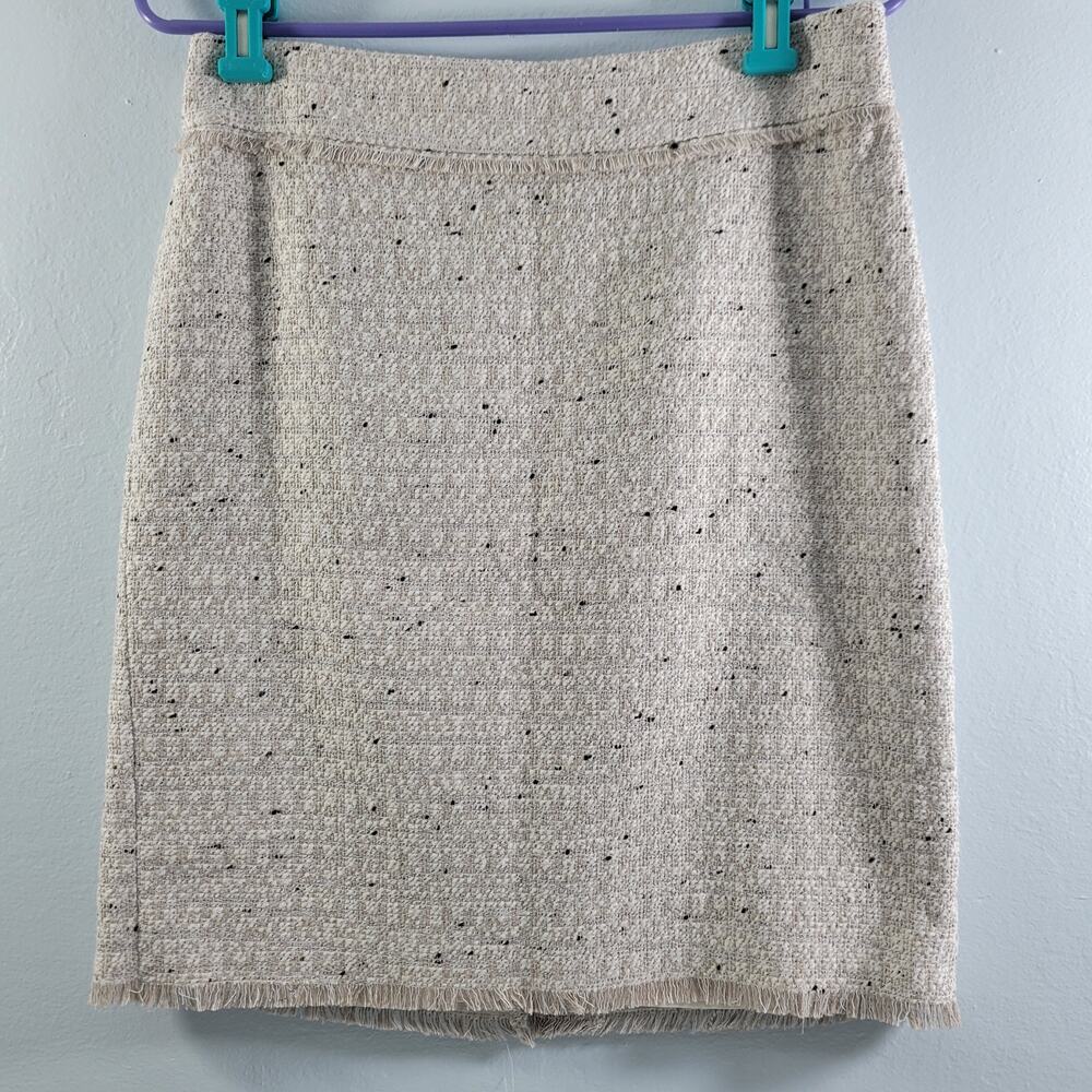 Ann Taylor Tweed Women's Beige Mini Pencil Skirt Size 6  4923-0218